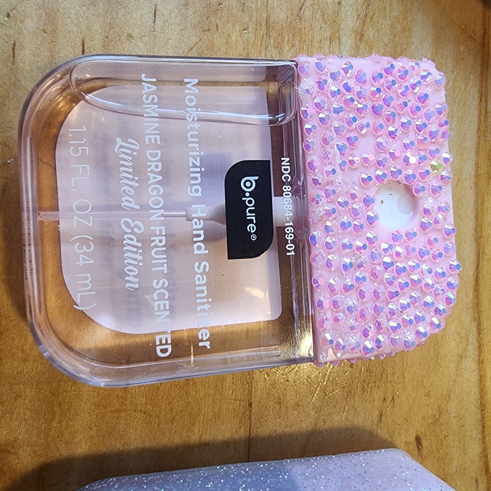 b.pure Jasmine Dragon Fruit Hand Sanitizer with Pink Rhinestone Case